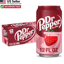 Dr Pepper Strawberries and Cream Soda 12 fl oz Cans 12 Pack Set FROM USA