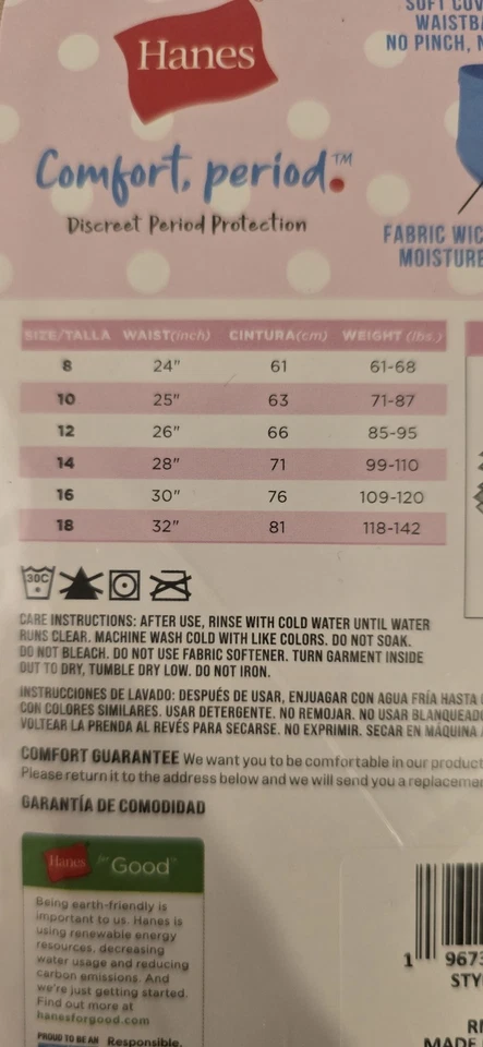 Ropa interior Hanes para niñas 4pk período hipster - multicolor - talla 14 Foto 3 de 4
