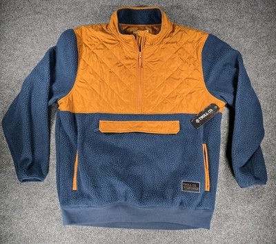 Troll Co. 1/4 Zip Fleece SZ 2XL NWT Men Brown Blue Dirty Hands Clean Money 