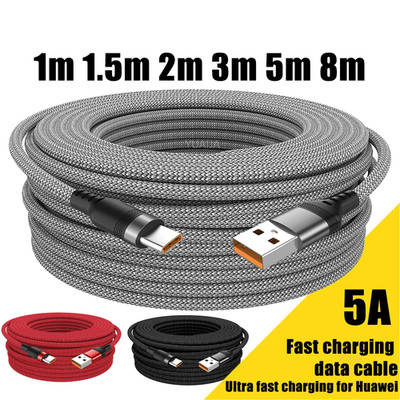 USB TYPE C Cable 5A Super Fast Charge Cable for iPhone 15 16 17 Full range Huawe