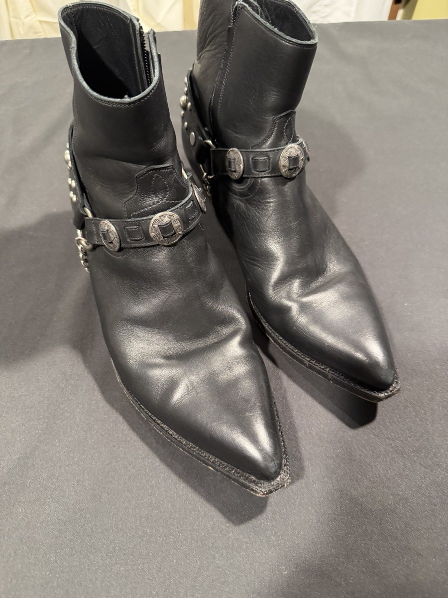 Saint Laurent Hedi Slimane Western Biker Chains Harness Mens Boots