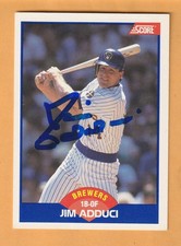 Jim Adduci Milwaukee Brewers AUTO Signed 1989 Score Southern Illinois Salukis
