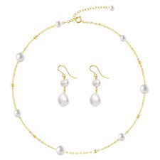 Freshwater Pearl Jewelry Set Women Choker Necklace Bracelet Gift Wedding Dain...