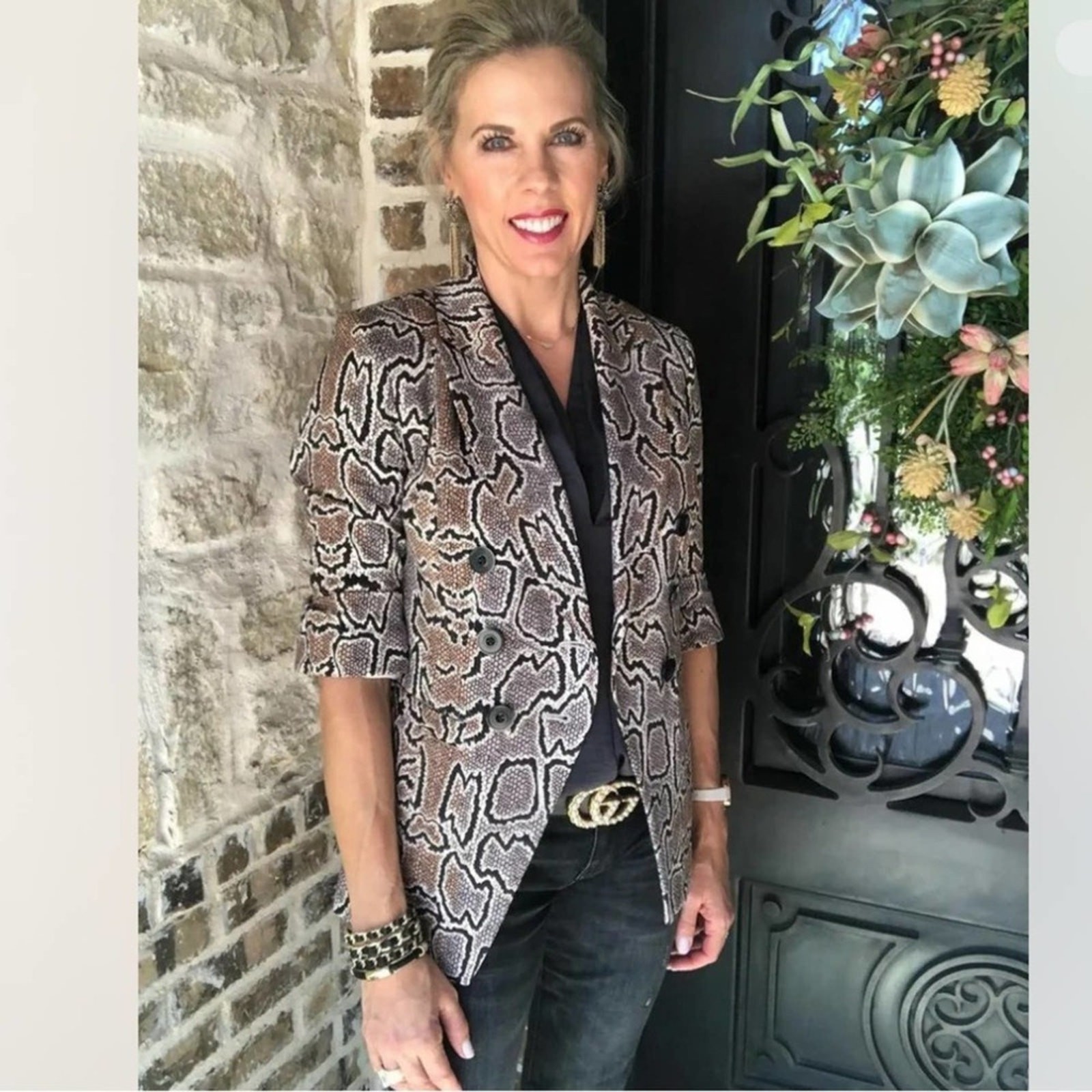 Cabi Double Breasted Python Blazer Size 6 - image 1