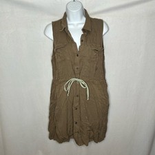 GUC Mystree Sleeveless Brown Utility Shirt Boho Dress size Large SEE DESCRIPTION