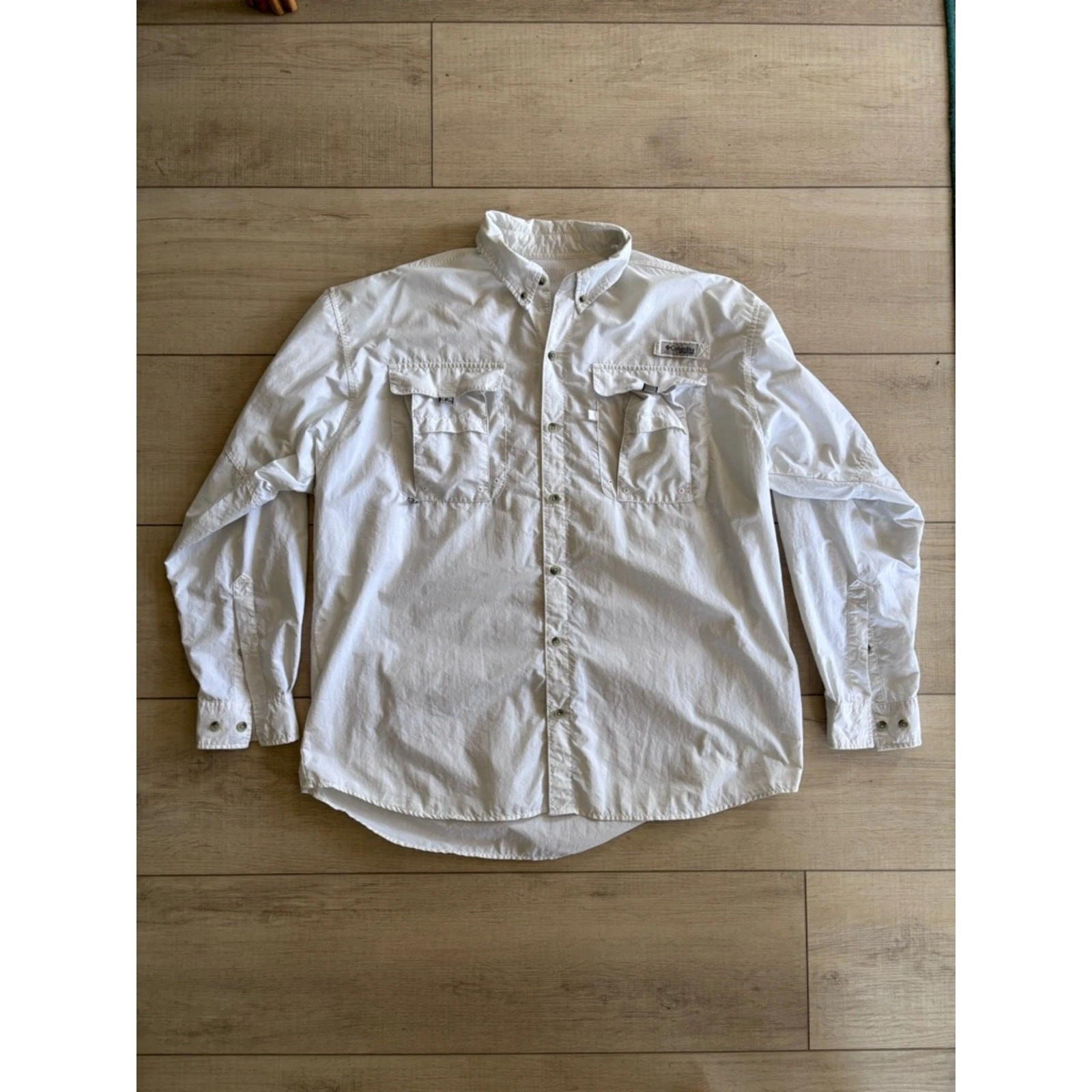 Columbia White Performance Fish Hike Long-Sleeve Button-Down Utility Shirt XXL