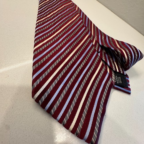 GEOFFREY BEENE Tie Mens Stripe Red Silk Necktie Casual Preppy Business - Picture 2 of 7
