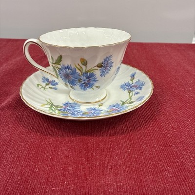 Vintage Adderley English Bone China Blue White ''Cornflower'' Teacup & Saucer