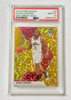 Kawhi Leonard PSA 10 2019-20 Mosaic Fast Break Gold SSP JERSEY NUMBER 02/10 HOF?