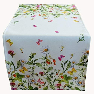 Raebel  40 x 90 cm Tischdecke Mitteldecke Ostern Tischdeko Frühling weiß bunt Bl
