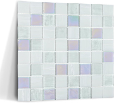 Iridescent Pearl White Glass Mosaic Tile Backsplash for Pool & Bath 5 Sq.Ft.