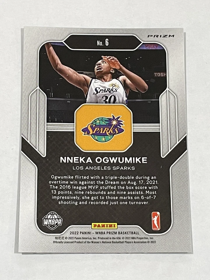 2022 Prizm WNBA Basketball Far Out Green Prizm - Nneka Ogwumike - Sparks - Image 2 of 2