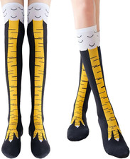 2 Pair Chicken Leg Socks, 3D Novelty Funny Knee-High  Mid-Calf Chicken Costume