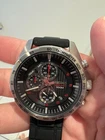 Seiko 8T67-00H0 Chronograph Quartz Men's Watch Silver Rubber 45mm Working, Japan
