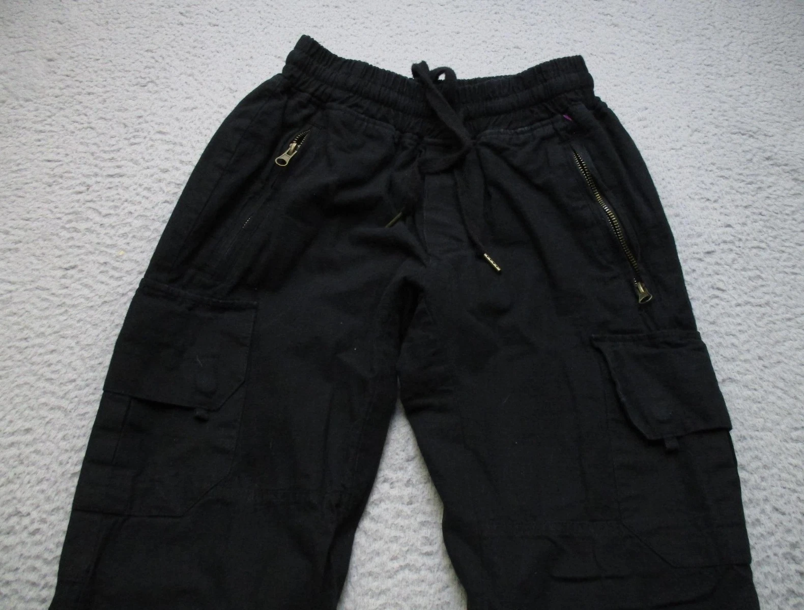 Billionaire Boys Club Pants Mens Small Black Cargo Jogger Drawstring Zip Pockets