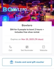 Bowlero 2 Hour Bowling with Shoes Included, for 6 - Almost All Bowlero Locations