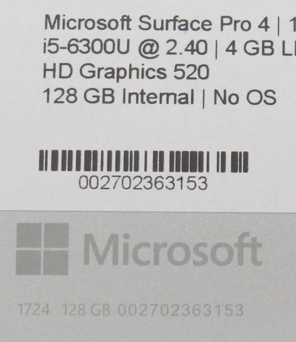 Microsoft Surface Pro 4 | i5-6300U@2.4GHz | 4GB RAM | 12" | 128GB HD | No OS/AC - Afbeelding 10 van 10