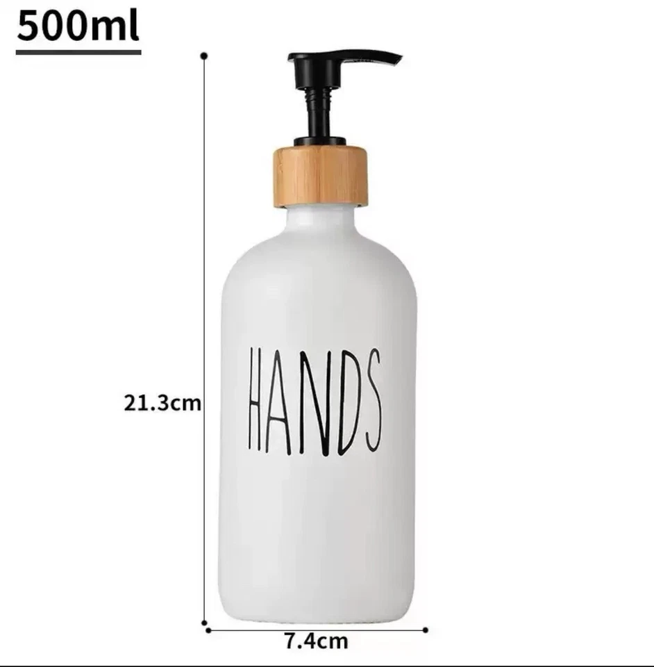 Pack de 2 Dispensadores de Jabón de Vidrio 500ml con Bomba para Cocina Baño + Bandeja Foto 2 de 4