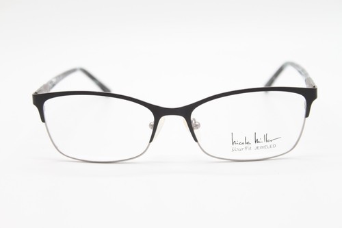 NEW NICOLE MILLER GALENTA C01 BLACK SILVER AUTHENTIC EYEGLASSES 58-17 - Picture 2 of 4