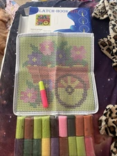 Latch Hook Kit 12” Square Flowers In Wagon Floral Garden New NIB Complete