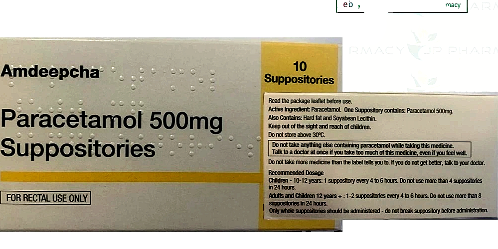 Paracetamol 500mg for Rectal Use. 10x Suppositories. EXP: 08/2027