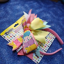 Peeps Easter Bunny Headband Girls Hair Bow Multicolor Spring Accessory NWT