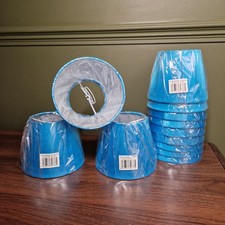 Candle Bulb SILK Lampshades Electric Blue 6'' Set of 12 Chandelier Clip On 80s
