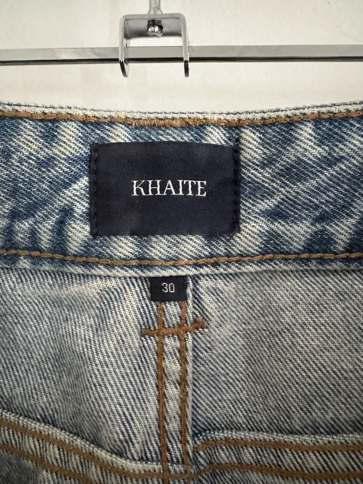 KHAITE Albi Straight Leg Jeans Blue Light Wash High Rise Size 30 - image 3 of 4