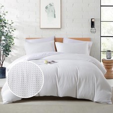 Waffle Weave Duvet Cover King Size, Microfiber Duvet Cover