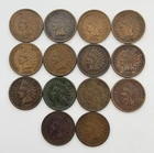 Lot of 14 VF-MS Indian Head Cents Pennies 1880-1889 Choice High Grade Raw Coins