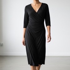 Lauren Ralph Lauren little Black Dress 8 Faux Wrap Sheath cocktail professional