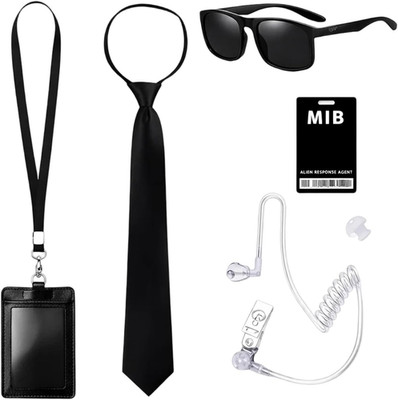 4 Stück Man in Black Kostüm, Men in Black Agenten Ausrüstung, MIB Verkleidung Se