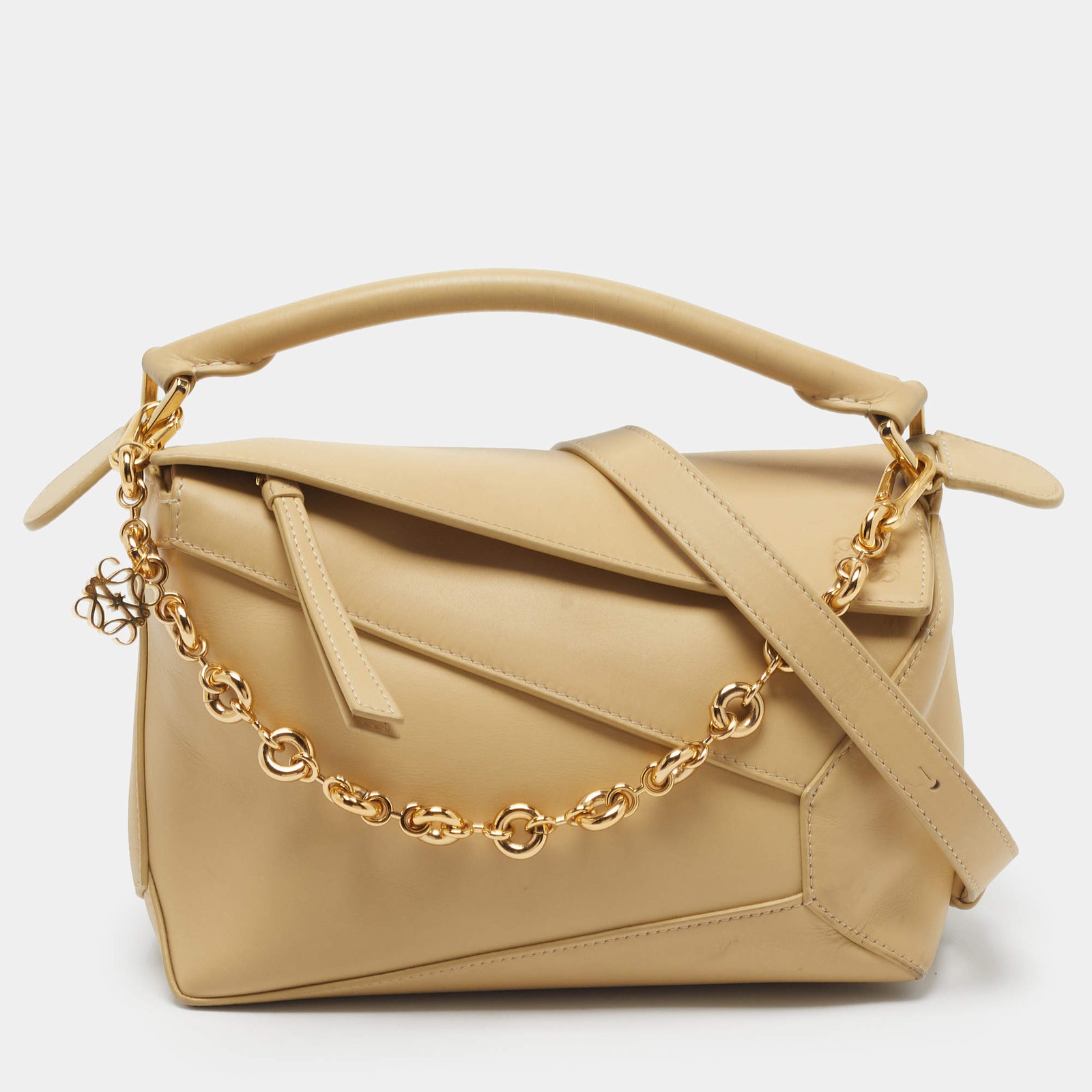 Loewe Puzzle Small Light Beige Leather Shoulder Bag