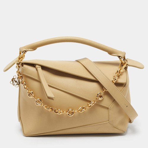 Loewe Puzzle Small Light Beige Leather Shoulder Bag