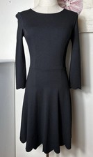 Lulus Black Dress XS Scalloped Hem 3/4 Sleeve Round Neck Knee Length Demure