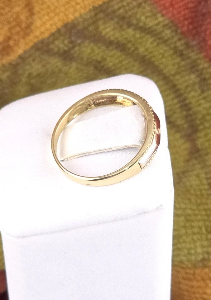 Anillo de oro macizo de 14k* Alto pulido**talla 7***4 mm de ancho* 5 diamantes** WB216 Foto 4 de 4