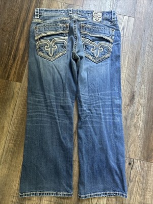 Rock Revival Arran 38/28 Y2K Wide Leg Jeans Embroidered
