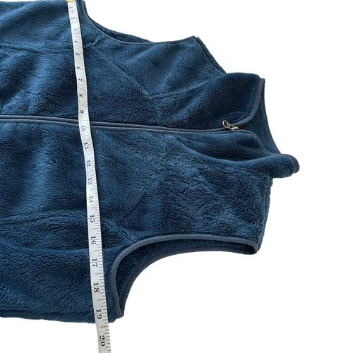 The North Face Vest Women’s Sz M Spell Out Shag Fleece Fuzzy Pockets Zip Blue - Picture 2 of 3