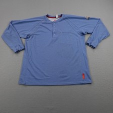 Bulwark FR Shirt Mens Large Blue Henley Flame Resistant CAT 2 IQ Series Work Tee