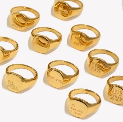 Personalised Ring Special Message Engraved Gold Ring birthday anniversary gift
