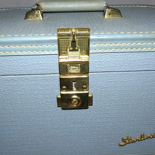 Vintage Lady Baltimore Luggage Blue Starline Hardside Train Case with Tray & Key - Picture 8 of 10