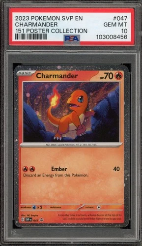 Pokemon Charmander 151 Poster Coll. Black Star Holo Promo SVP EN 047 PSA 10