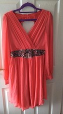 New Little Mistress Coral Pink Dress Wedding Evening Party Occasion Size 10