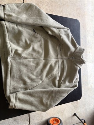 Mens Columbia Jacket White Fleece Zip up Sweater Size Large Full Zip
