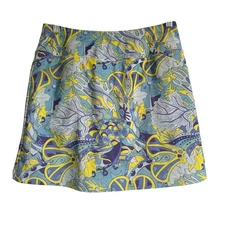 B Skinz Patterned Skort A Line Tennis Golf Athletic Skirt Blue Yellow Sz Sm