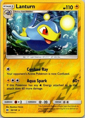Lanturn Rare SM Base Set 50/149 NM Reverse