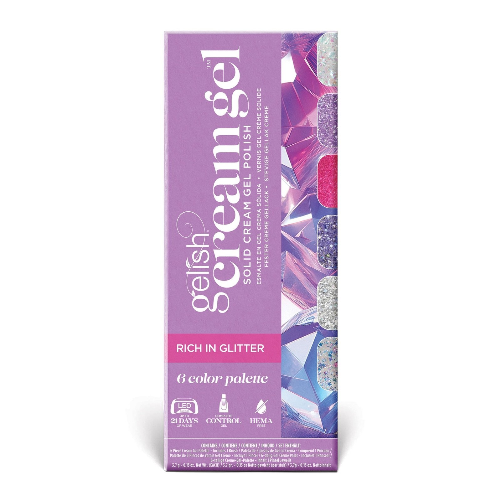 Gelish TPO & HEMA-Free Cream 6 Piece Nail Art Gel Palette - Rich In Glitter