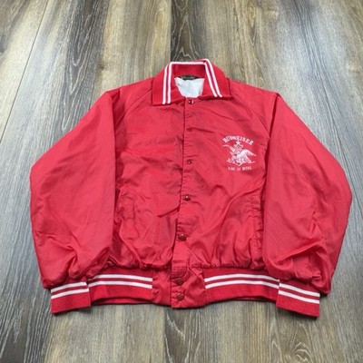 Vintage Budweiser Jacket Mens L Red Champion Running Man Beer Bar Vintage Budweiser Jacket Mens L Red Champion Running Man Beer Bar