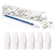 Eraser Caps - 50 Pack White Pencil Erasers, PVC-Free Rubber Caps, Clean  Pre...