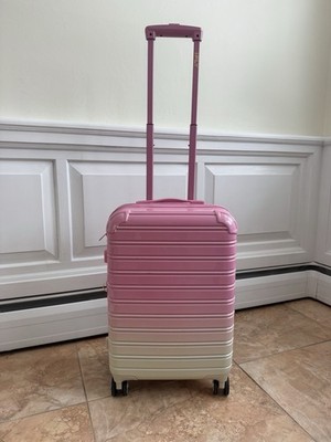 iFly Carry On Suitcase Pink White Ombré Travel Luggage